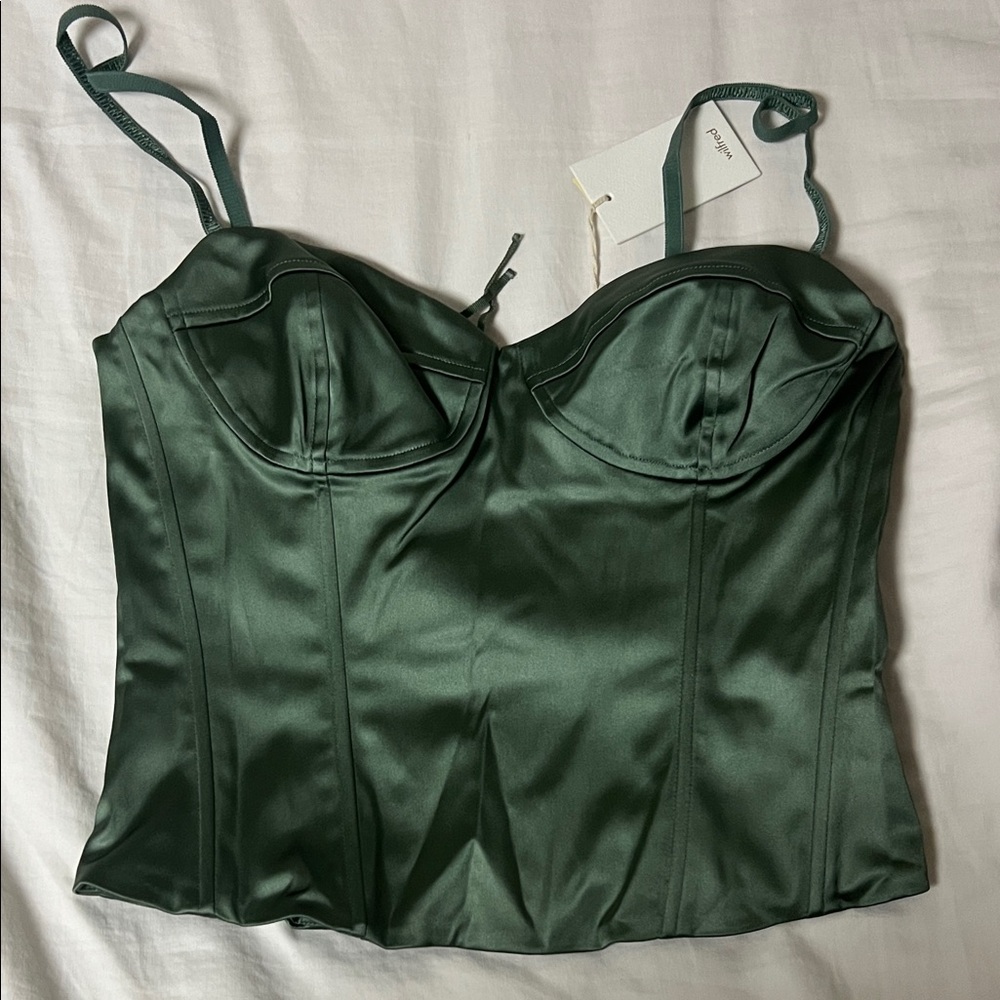 Wilfred Oklahoma Corset Gallery Green Satin Top